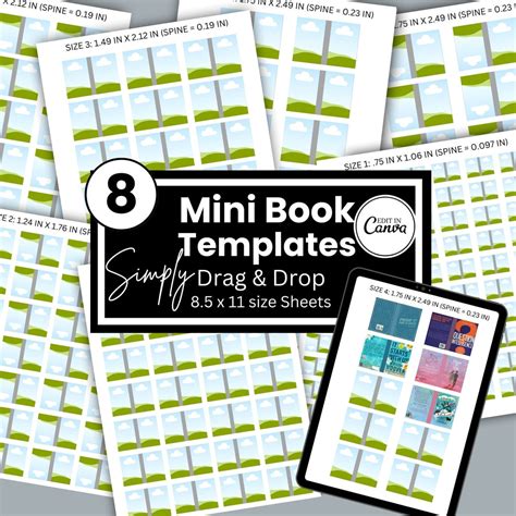 Mini Book Cover Templates, Miniature Books, Canva Editable Printable ...