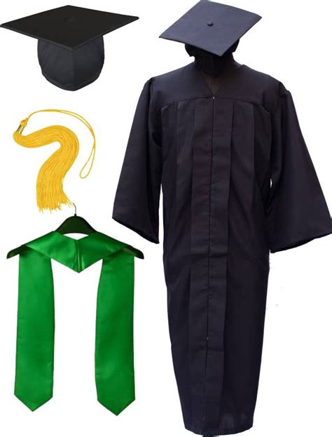 CONVOWEAR Black Convocation Gown, Hat And Green Stole Graduation Gown ...
