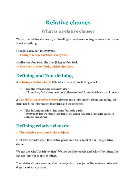 Image result for Defining Relative Clauses