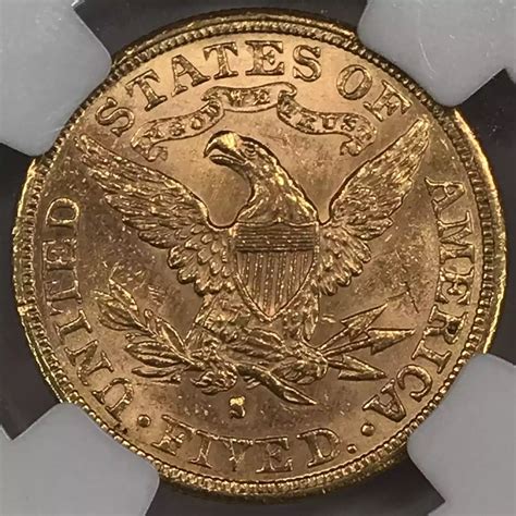 1882-S $5 Gold Liberty Head Half Eagle NGC MS-62 - Old Pueblo Coin