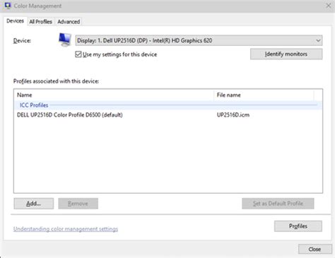 Image result for Windows Default Color Management Profiles