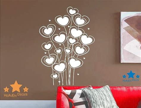 Heaven Decors Beautiful Heart Plant White Wall Decal,Large Wall Sticker ...