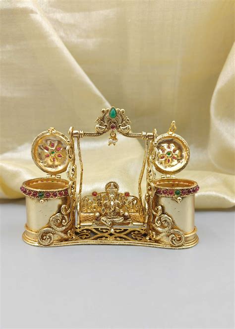 Ganesha Swing Dual Kumkum Box / Sindoor Box