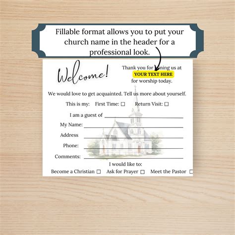 Editable Church Visitor Cards - Church Visitor Cards, Church Welcome Card, Church Office Supply ...