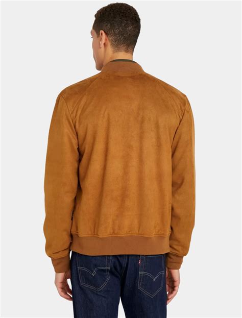Men's Classic Brown Suede Leather Bomber Jacket