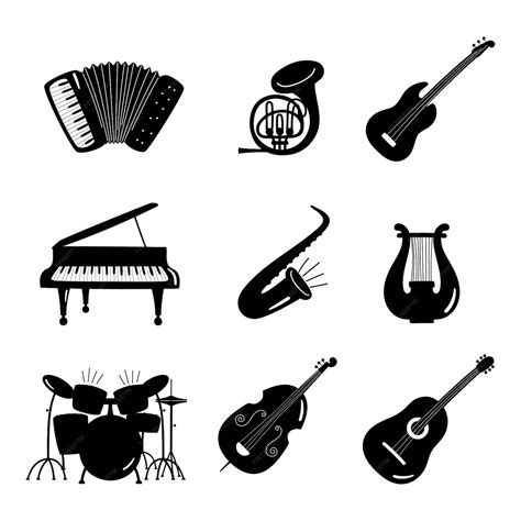 Image result for Music Instruments Black and White