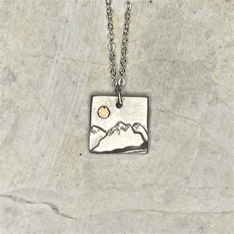 N28- 3D Mountain with 14KT Gold Sun – Alison Blair Studio