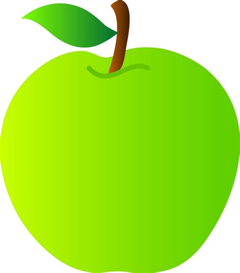 Green Apple Vector Drawing - Free Clip Art