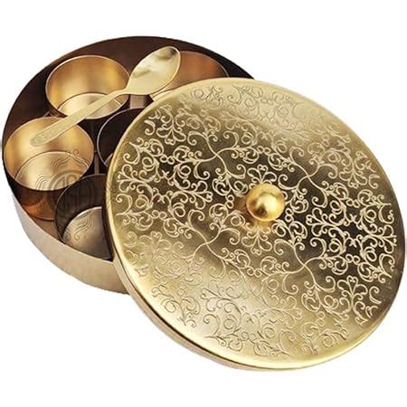 DSH Spice Box Masala Dani Set With 1 Spoon And 7 Containers Hammered ...