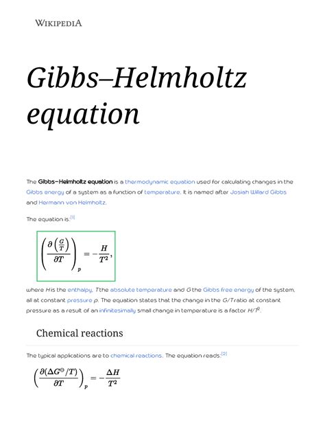 Gibbs–Helmholtz equation Physical Chemistry Notes - Gibbs–Helmholtz ...