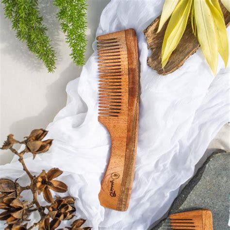 Neem Wood Comb with Handle | Hair Comb – Brown Living™