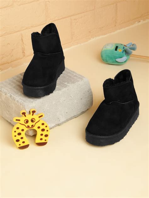 Black Suede UGG Stylish Ankle Boots For Kids-Unisex (TC-RS3687-BLK ...