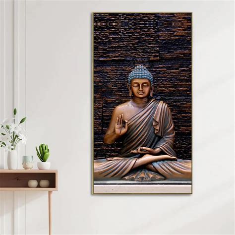 DEKORSTATION Meditating Buddha Floating Framed Canvas Wall Painting for ...