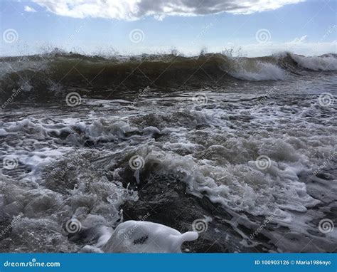 Pacific Ocean Waves with Dirt from Waimea River at Waimea Beach on ...
