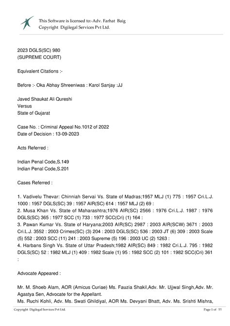 Ipc spl judgment - 2023 DGLS(SC) 980 (SUPREME COURT) Equivalent ...
