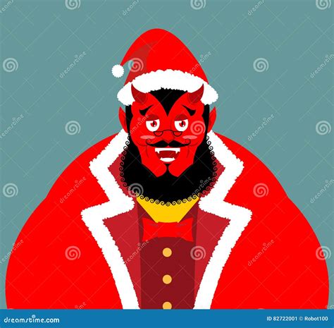 Satan Santa Krampus. Claus Red Demon With Horns. Christmas Monster For ...