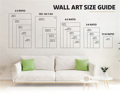 Wall Art Size Guide Poster Size Chart Frame Sizing Mockup Wall Display ...