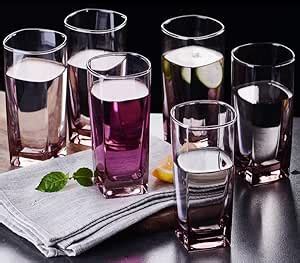 Buy PrimeWorld 300 ml Plaza Shape Purple Water Glasses Set of 6 pcs ...