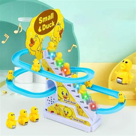 LEOCUS Duck Slide Toy Set, Funny Automatic Stair Climbing Ducklings ...