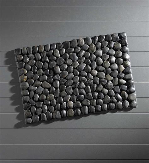 Smooth River Rock Stone Floor Mat, Indoor/ Outdoor - Black | VivaTerra ...