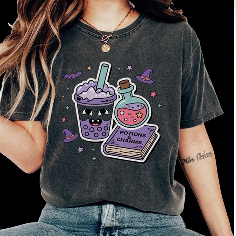 Kawaii Boba Witch PNG Clipart | Cute Halloween Potion Sticker Design | Purple Bubble Tea Digital ...