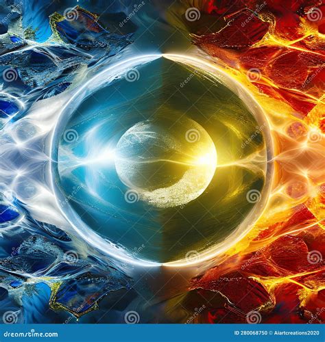 An Abstract Representation of the Four Elements - Earth, Air, Fire, and Water - Merging ...