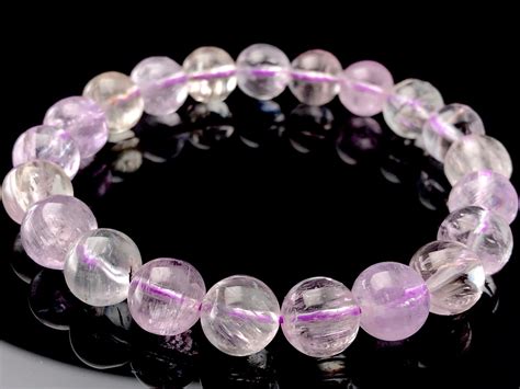 【1点物】FAランク★美しい透明感★ライラックピンク★天然石ブレスレット/クンツァイト（Kunzite/リシア輝石）/ラウンド/約9mm/1本 ...