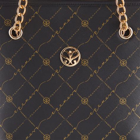 Black Gold Monogram Chain Detailed Tote Bag | Ipekevi