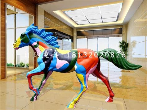 玻璃钢抽象马玻璃钢动物雕塑 - 卓景雕塑公司