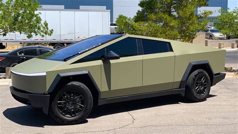 Magnetic Wrap Customer Install in Matte Khaki Green - Pics & Video! [CybertruckCovers] | Tesla ...