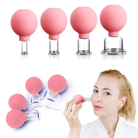 Amazon.com: 4 PCS Glass Facial Cupping Set | Silicone Vacuum Suction ...