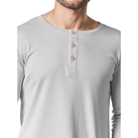 Buy The Souled Store Supima Henley Frost Grey Supima Full Sleeve Henley ...