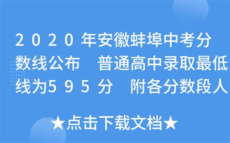 2022蚌埠中考各高中录取分数线(2023参考)