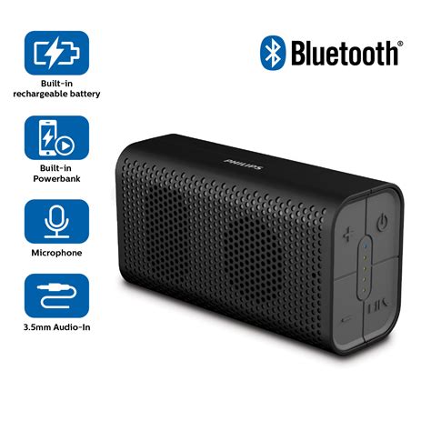 Philips BT 106 Bluetooth Speaker with Built-In Power bank (Black) Price ...