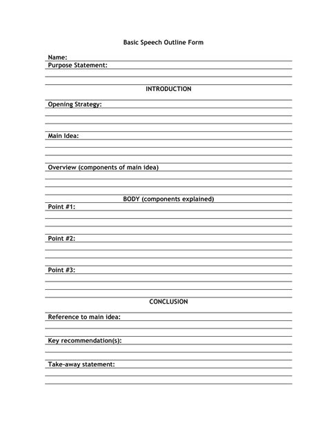 Free Printable Informative Speech Outline Templates [PDF, Word] Example