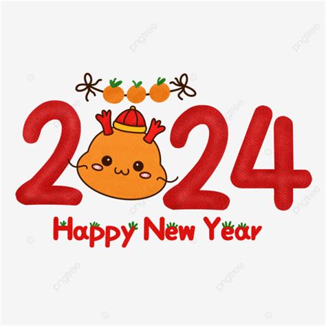 Feliz Ano Novo 2024 Dragão Estilo Cartoon Desejando PNG , Ano Do Dragao ...