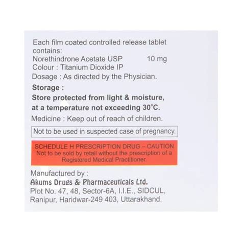 Normonal Cr 10 MG Tablet (10): Uses, Side Effects, Price & Dosage ...