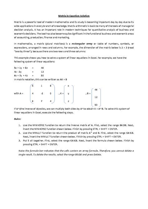 Image result for How to Solve Matrix Equation