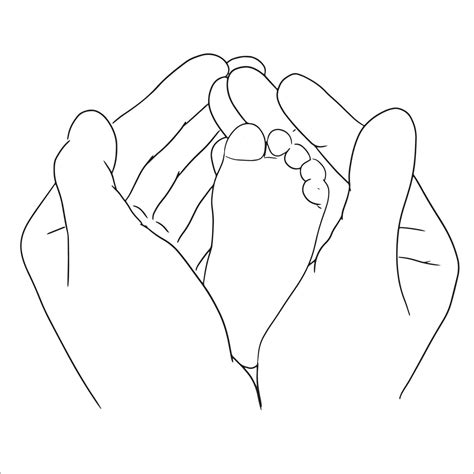 Baby Feet Line Art, Moms Hands Child Leg, Simple Nursery Sketch ...