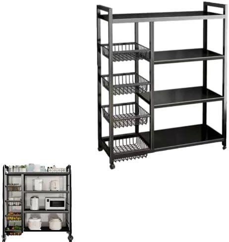 Sisliya 4-Tier Kitchen Bread Rack, Microwave Cart Stand, Shelving ...
