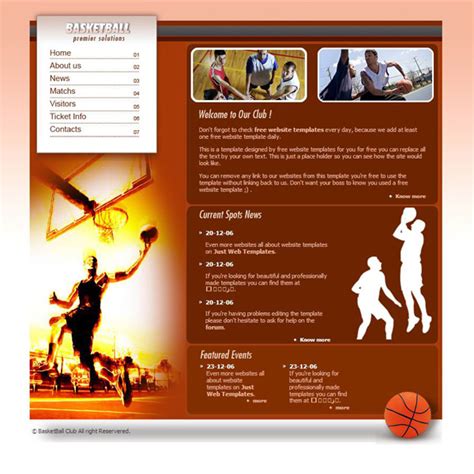 篮球运动CSS网页模板_站长素材