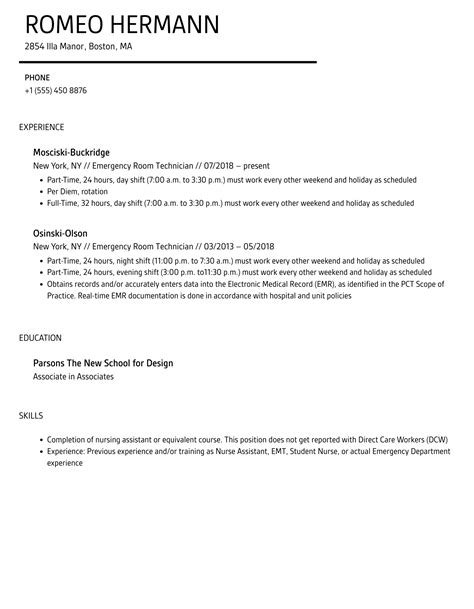 Emergency Room Technician Resume Samples | Velvet Jobs