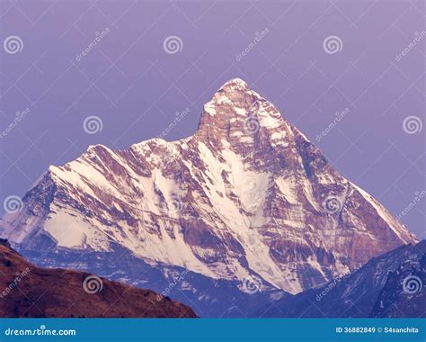 Late Sunset Over Mountain Nanda Devi Stock Image - Image of nanda ...