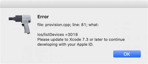 Image result for Impactor Error iOS List Devices 81 Update to Xcode 7.3