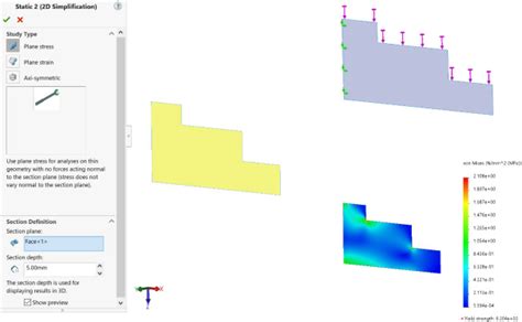 Solid Work 2D Linear Simulation 的图像结果