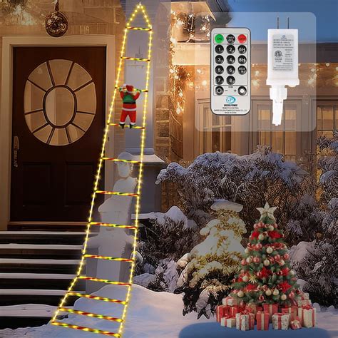 Amazon.com : 10ft Remote Warm Christmas Ladder Lights,Santa Climbing Ladder to Christmas Tree ...