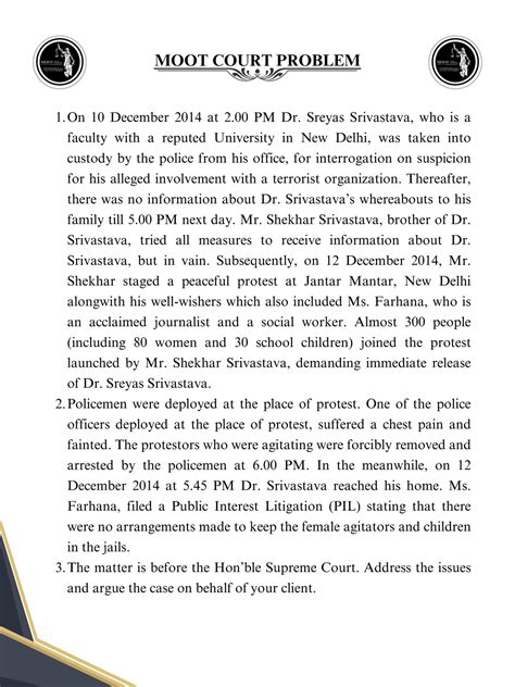 Novice Moot Problem 2023 - On 10 December 2014 at 2 PM Dr. Sreyas ...