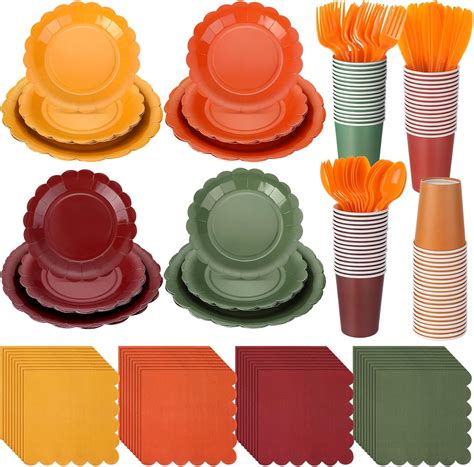 Amazon.com: Yaomiao 168 Pcs Fall Paper Plates and Napkins Fall Party ...