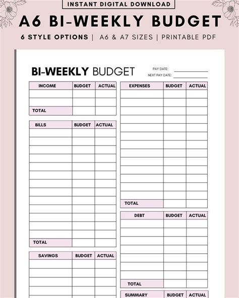 Printable Budget Worksheets Bi Weekly Bi Weekly Budget Planner: A Bill