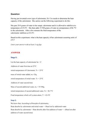 Mole concept and stoichiometric calculation-2 - Question Calculate the ...